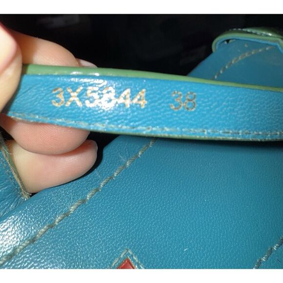 Prada Green & Blue Patent Leather Strappy Sandals - Size 38 (US 8) - Picture 8 of 9